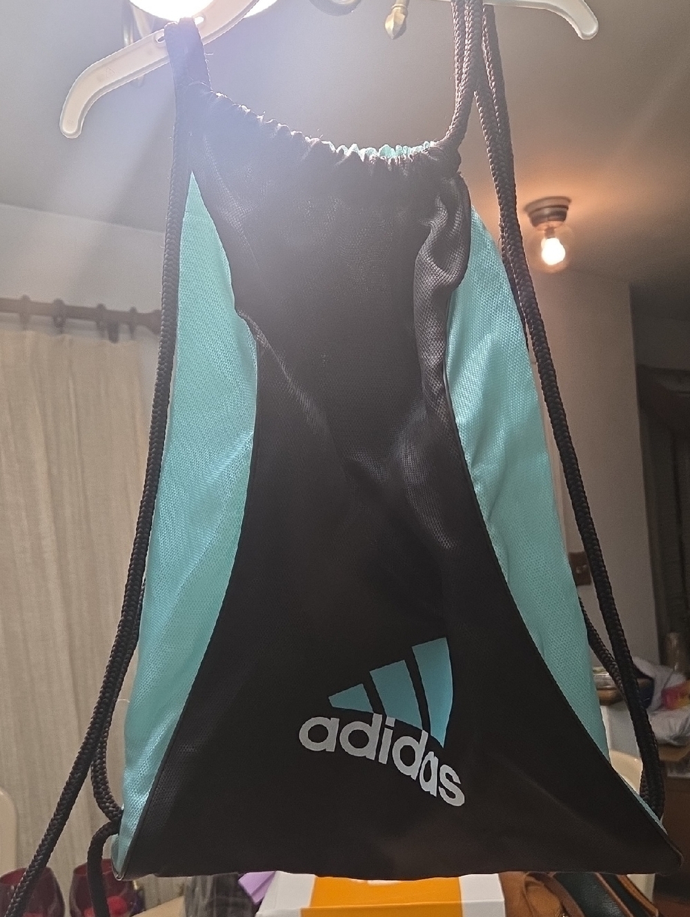 adidas Black and Teal Drawstring Sports Sack